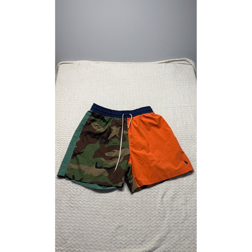 Polo Ralph Lauren Mens XL Colorblock Camo Swim Trunks Orange Green 185/92A